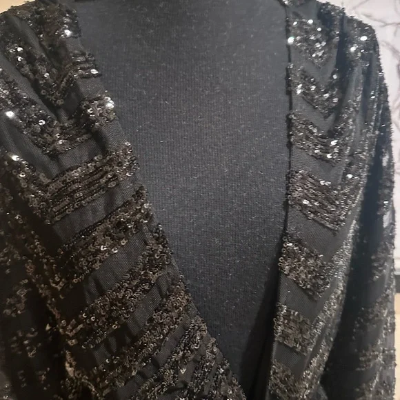 NEW Black Sequin Long Sleeve Dress - Picture 7 of 9